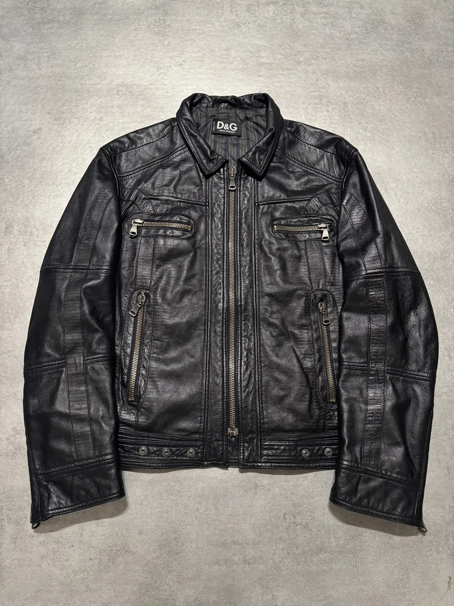 SS2005 Dolce & Gabbana Textured Black Leather Jacket
