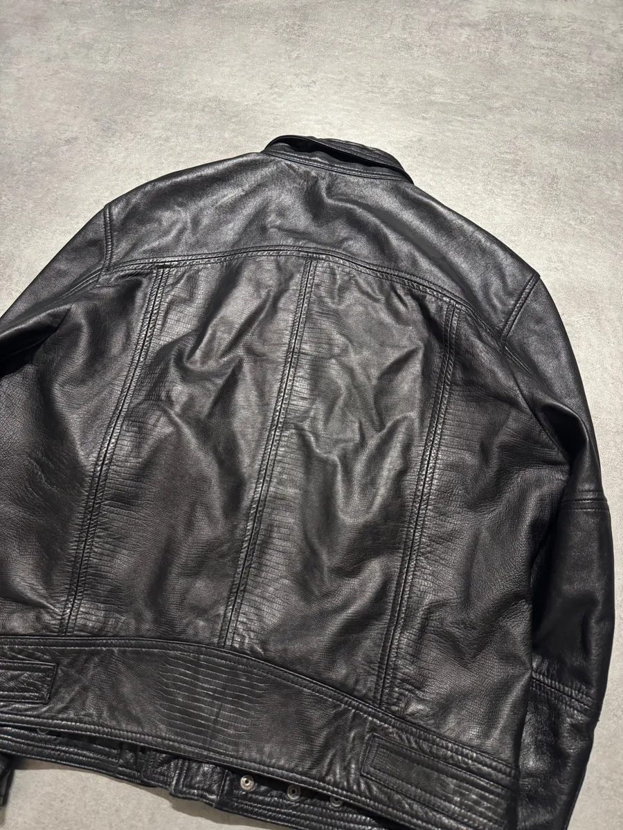 SS2005 Dolce & Gabbana Textured Black Leather Jacket - Image 6