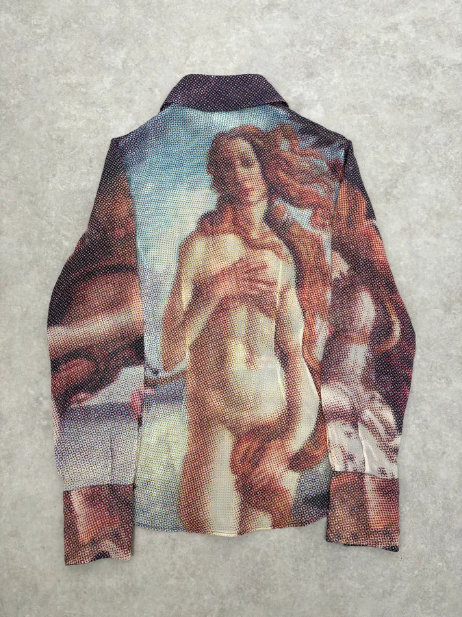 2000s Dolce & Gabbana The Birth of Venus Pixel Silk Shirt - Image 2