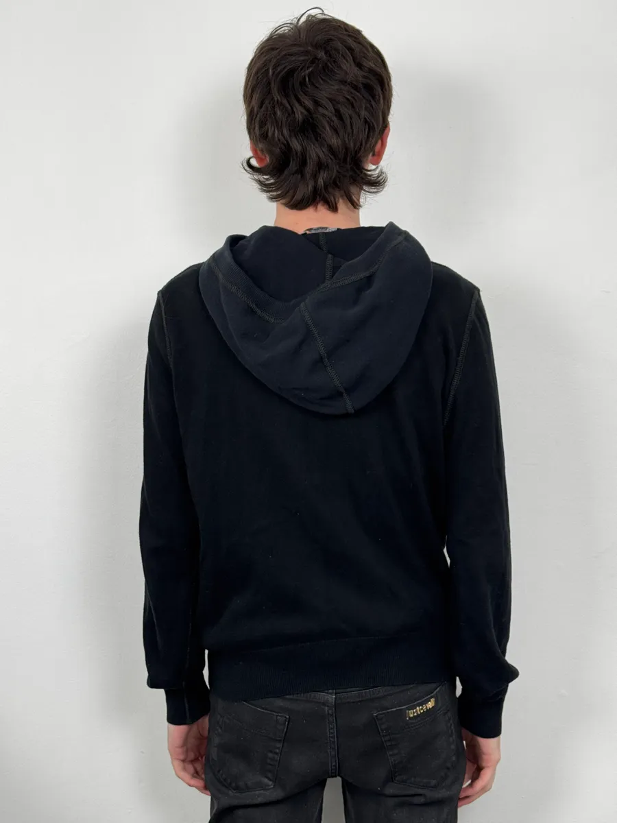 2000s Dolce & Gabbana Two Tone Black & Navy Zip Hoodie - Image 3