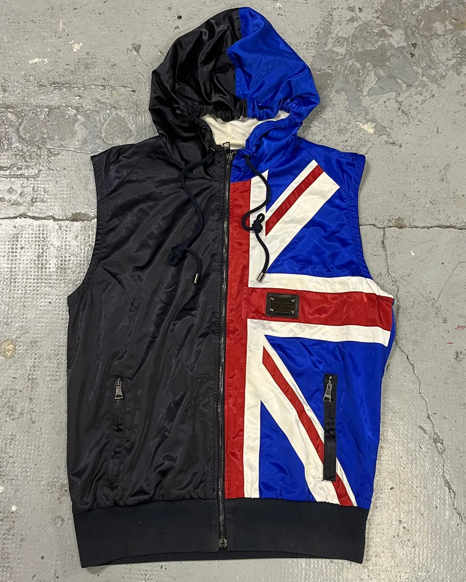 2000s Dolce & Gabbana UK Flag Hooded Vest