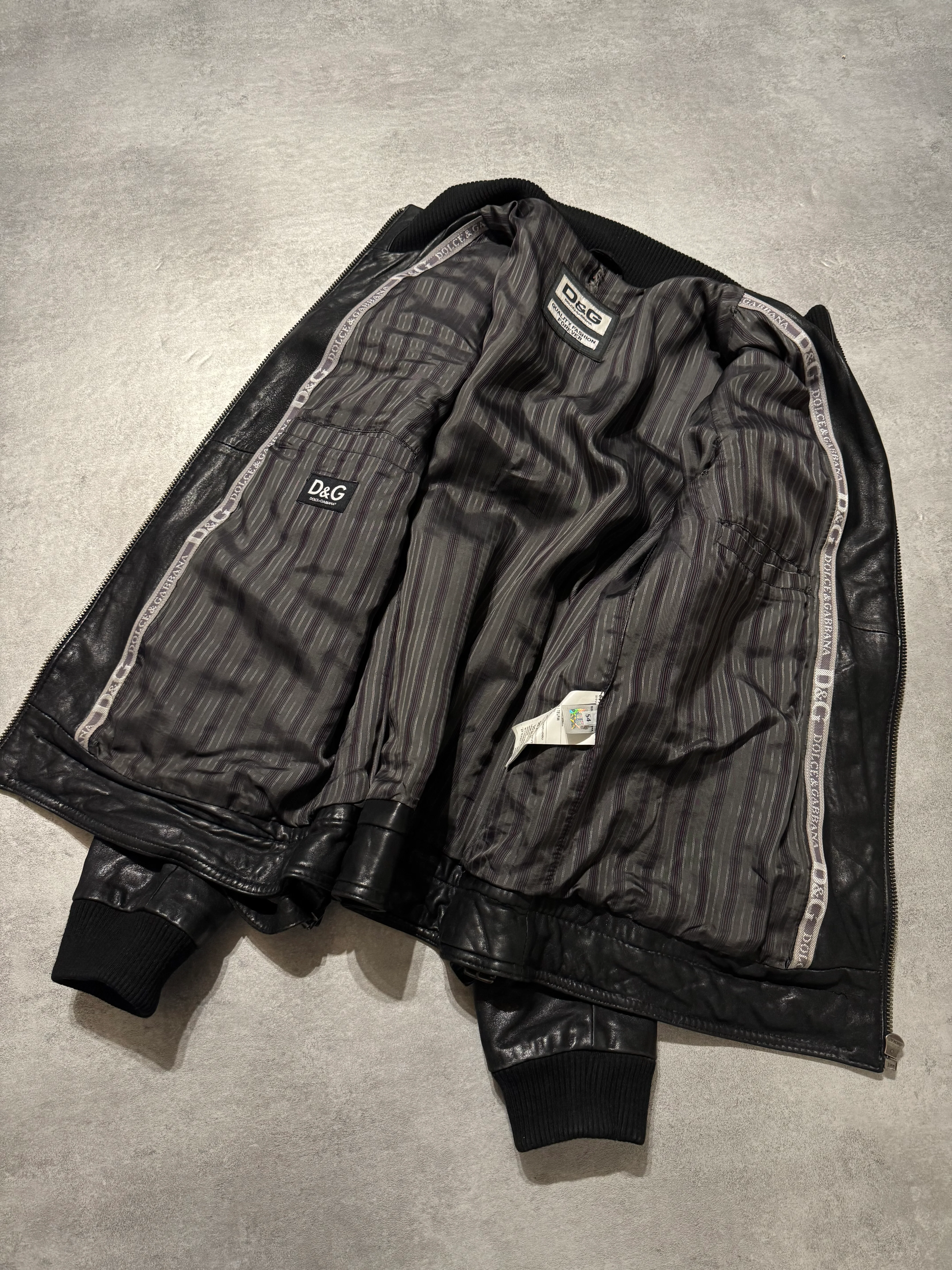 2000s Dolce & Gabbana USA Black Quilted Leather Jacket - Image 8