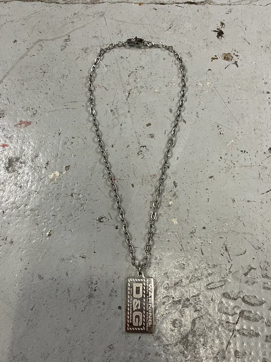 2000s Dolce & Gabbana Warning Dog Tag Necklace - Image 2