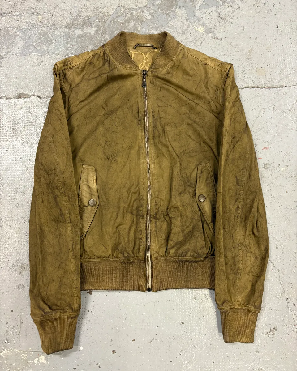 2000s Dolce & Gabbana Waxed Dirty Bomber Jacket