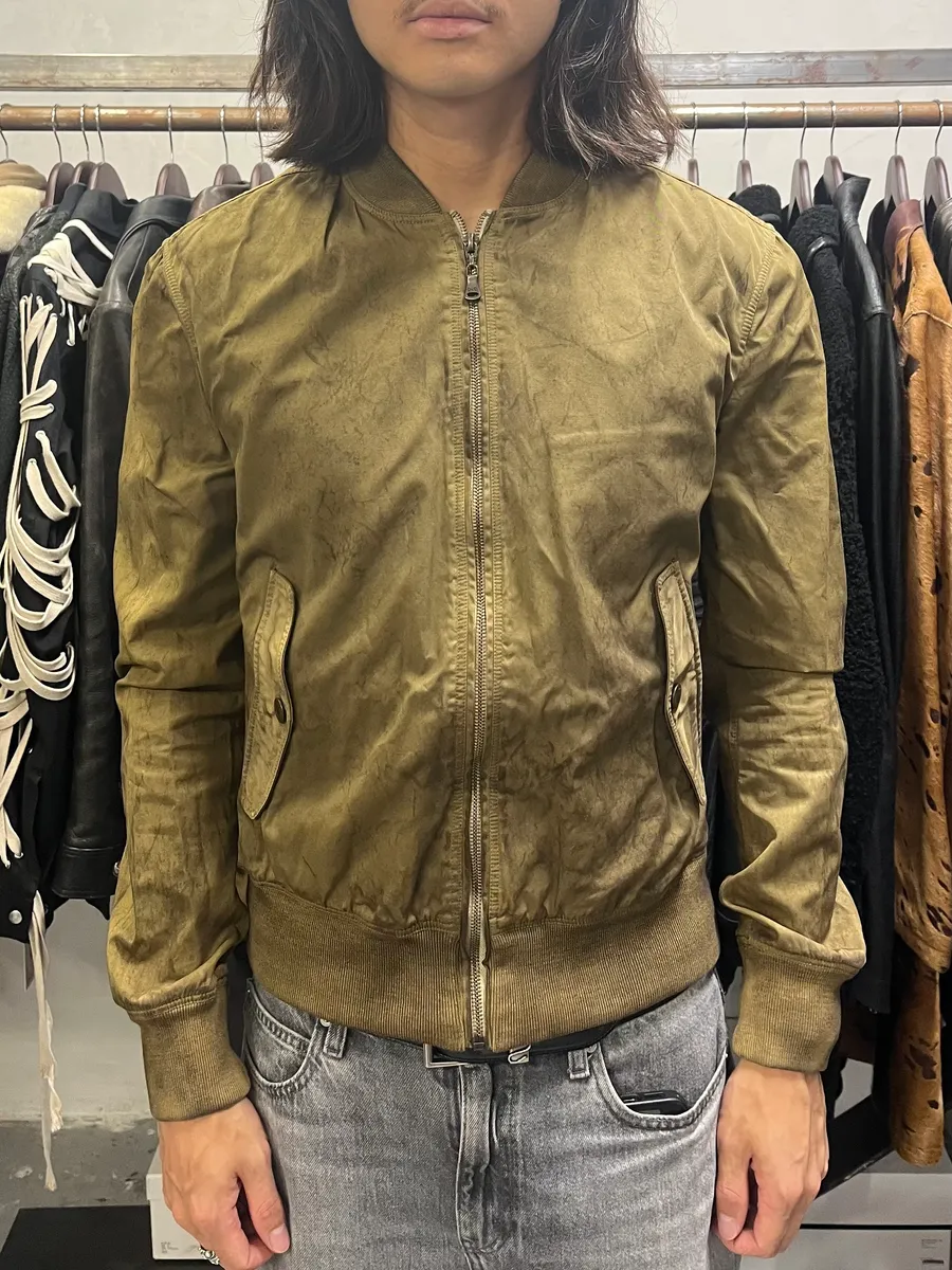 2000s Dolce & Gabbana Waxed Dirty Bomber Jacket - Image 2