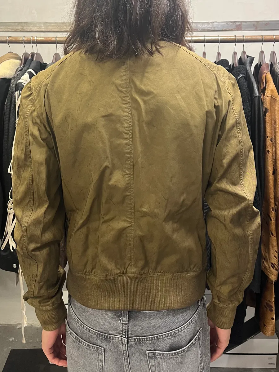 2000s Dolce & Gabbana Waxed Dirty Bomber Jacket - Image 3