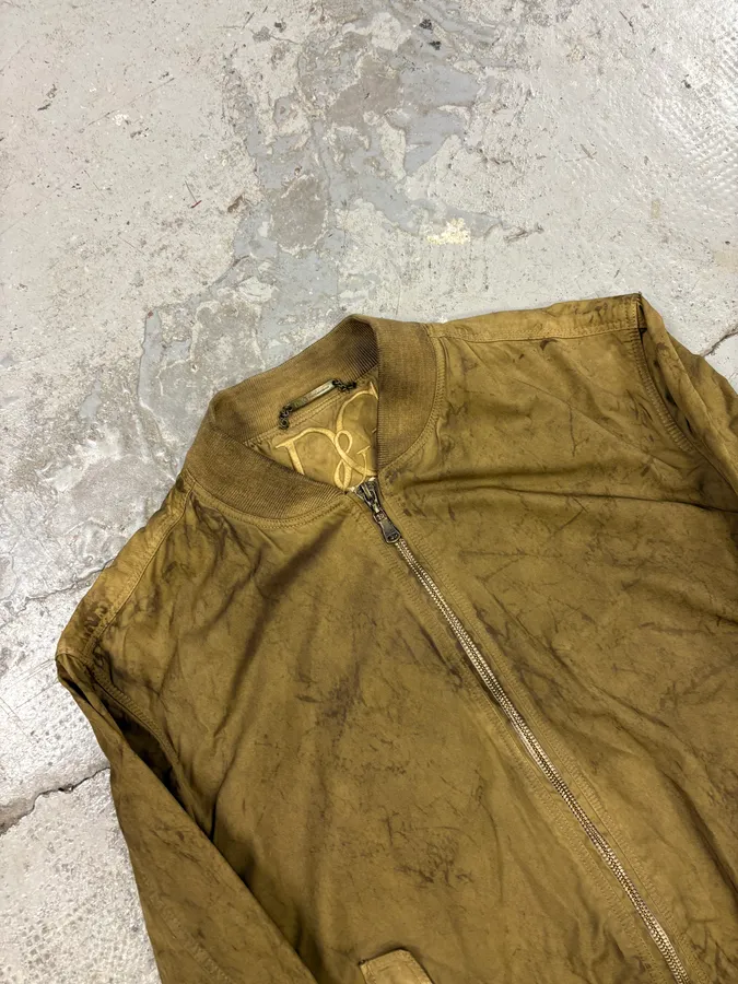 2000s Dolce & Gabbana Waxed Dirty Bomber Jacket - Image 7