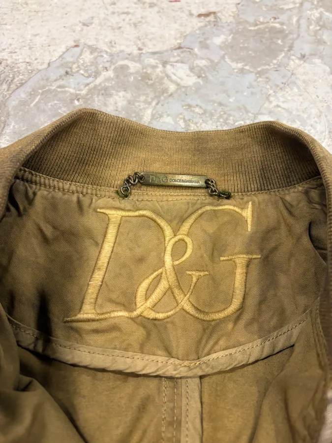 2000s Dolce & Gabbana Waxed Dirty Bomber Jacket - Image 8