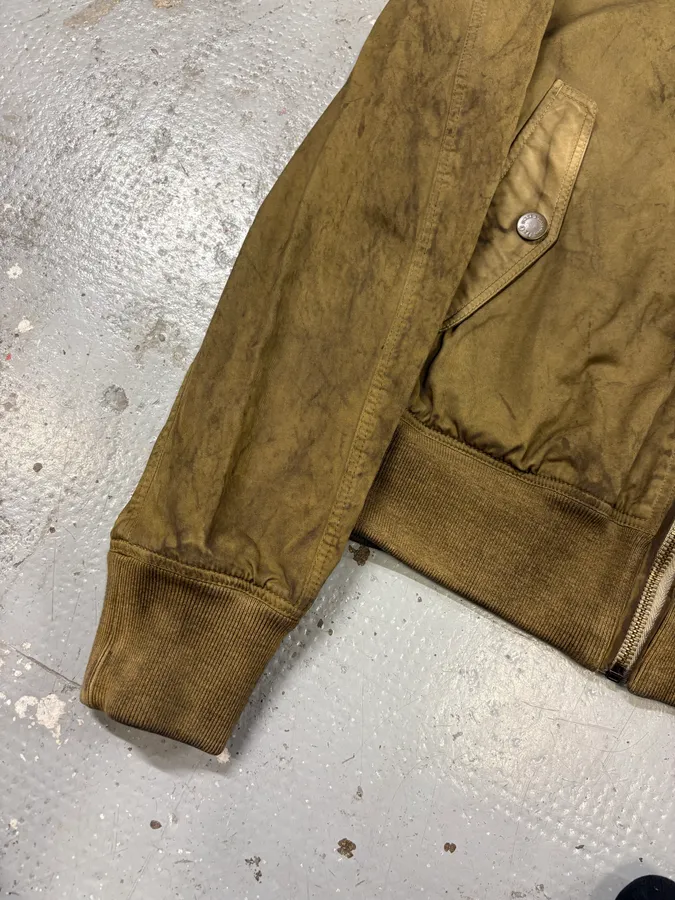 2000s Dolce & Gabbana Waxed Dirty Bomber Jacket - Image 9
