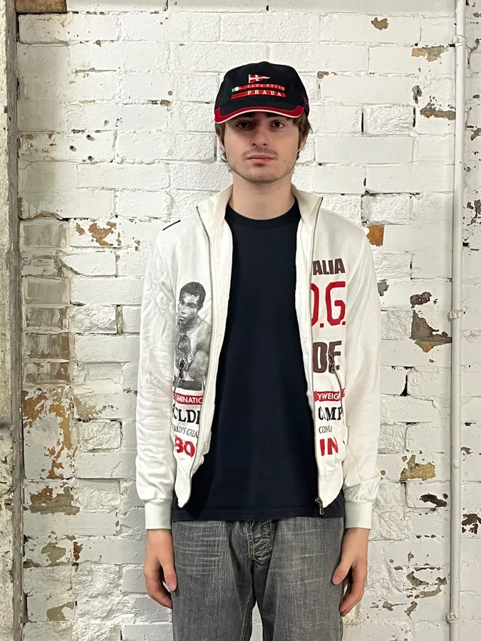 2000s Dolce & Gabbana White Boxer Zip-up Sweater - Image 2