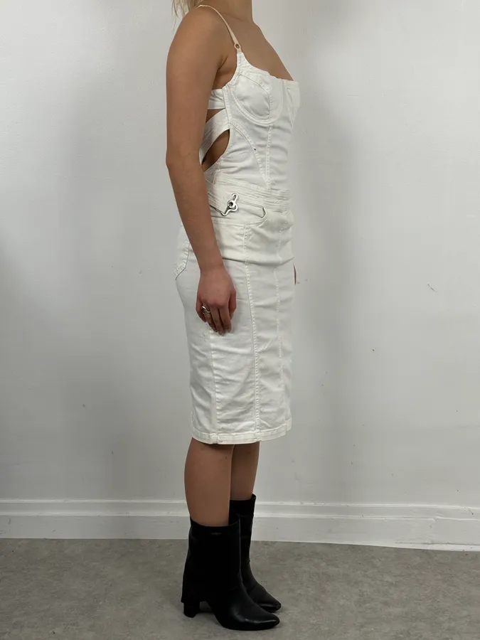 2000s Dolce & Gabbana White Cargo Bondage Dress - Image 2