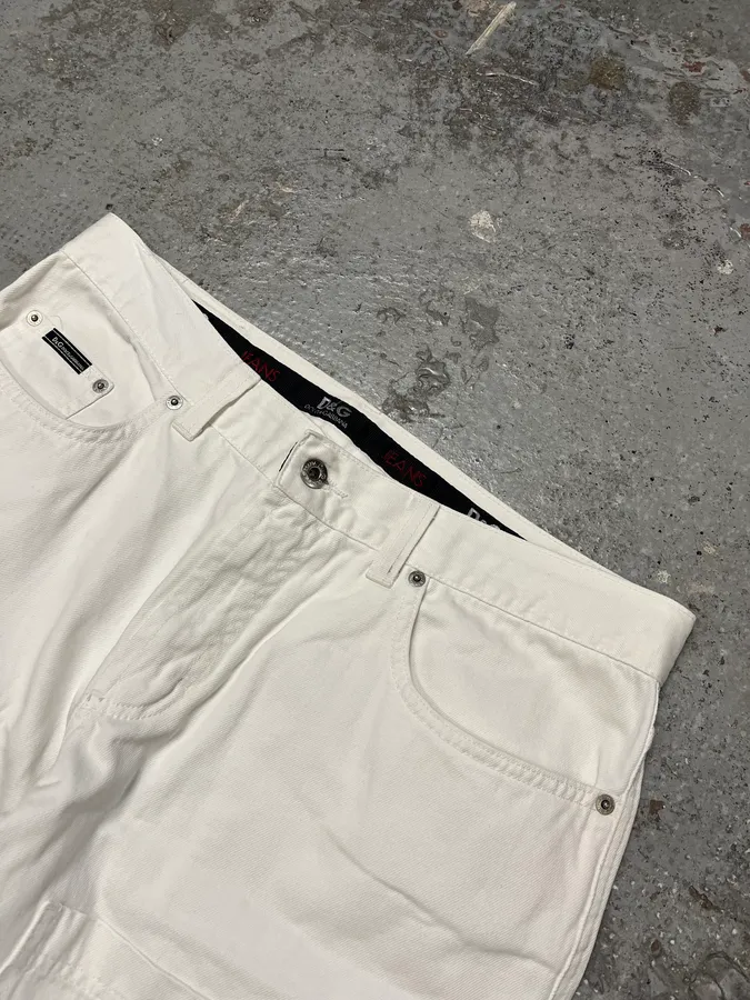 2000s Dolce & Gabbana White Cargo Pants - Image 6