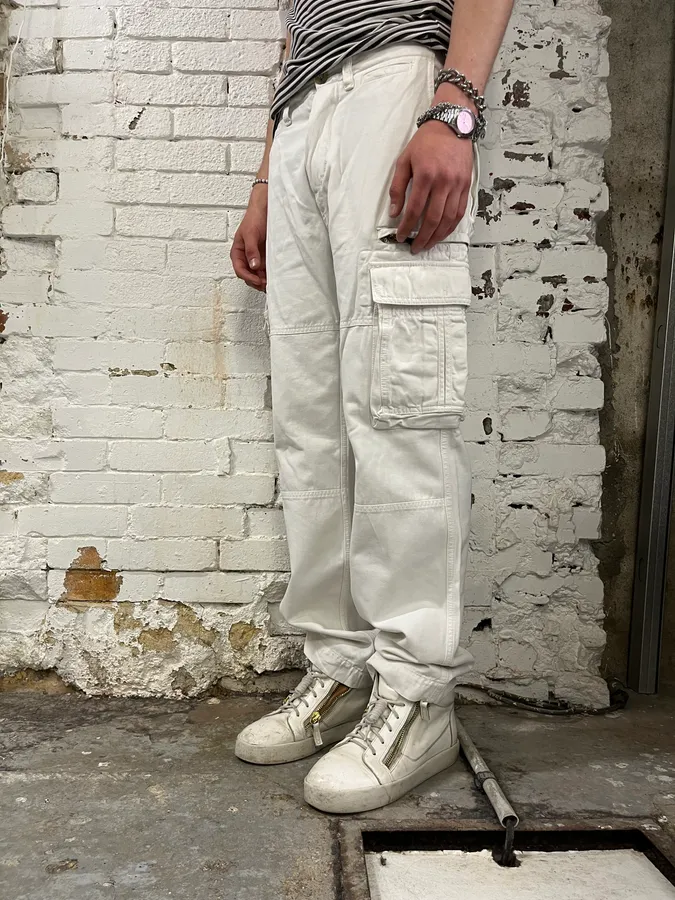 2000s Dolce & Gabbana White Cotton Cargo Pants - Image 3