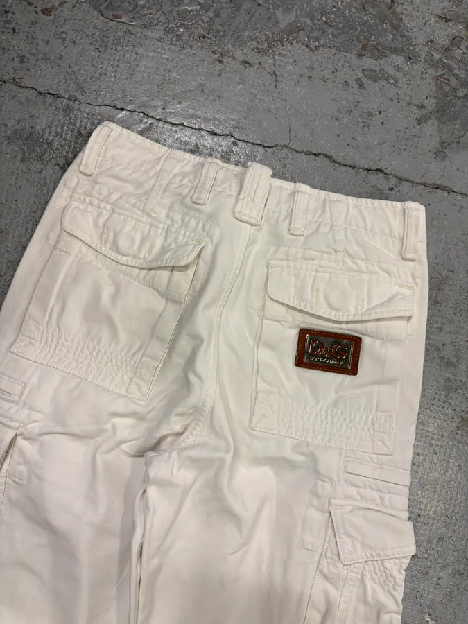 2000s Dolce & Gabbana White Cotton Cargo Pants - Image 7