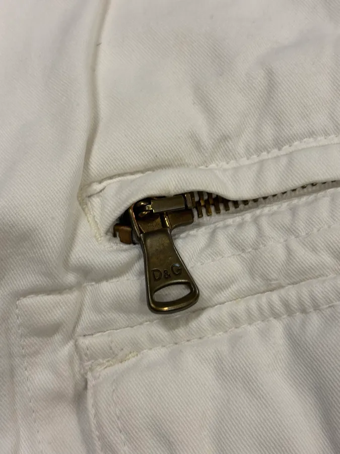 2000s Dolce & Gabbana White Cotton Cargo Pants - Image 8