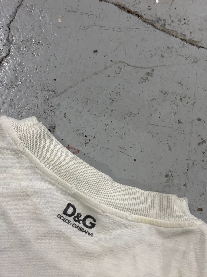 2000s Dolce & Gabbana White Cotton S.Domenico Print T-Shirt - Image 6