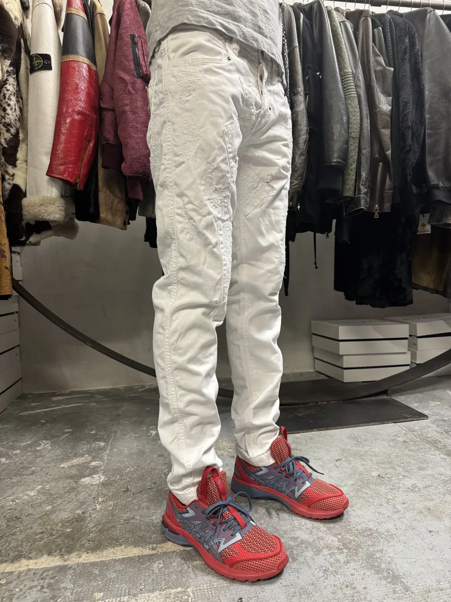 2000s Dolce & Gabbana White Destroyed Patches Denim Jeans