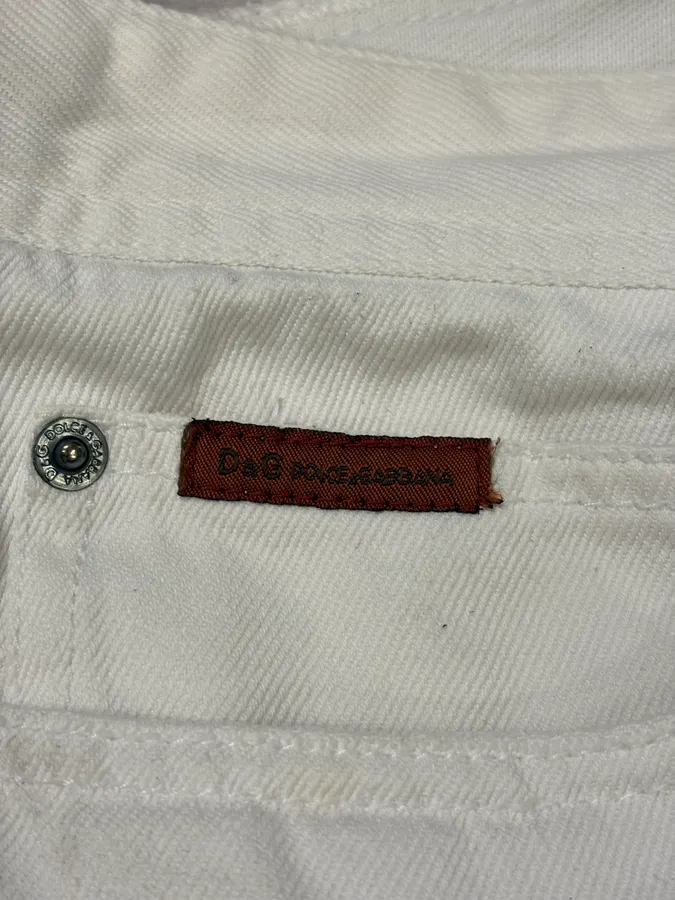 2000s Dolce & Gabbana White Distressed Pants - Image 9