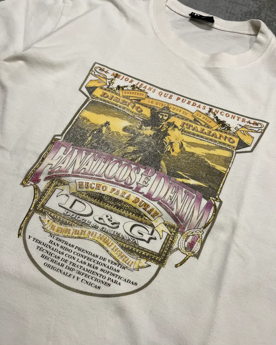 2000s Dolce & Gabbana White Graphic Fanatious T-Shirt - Image 6