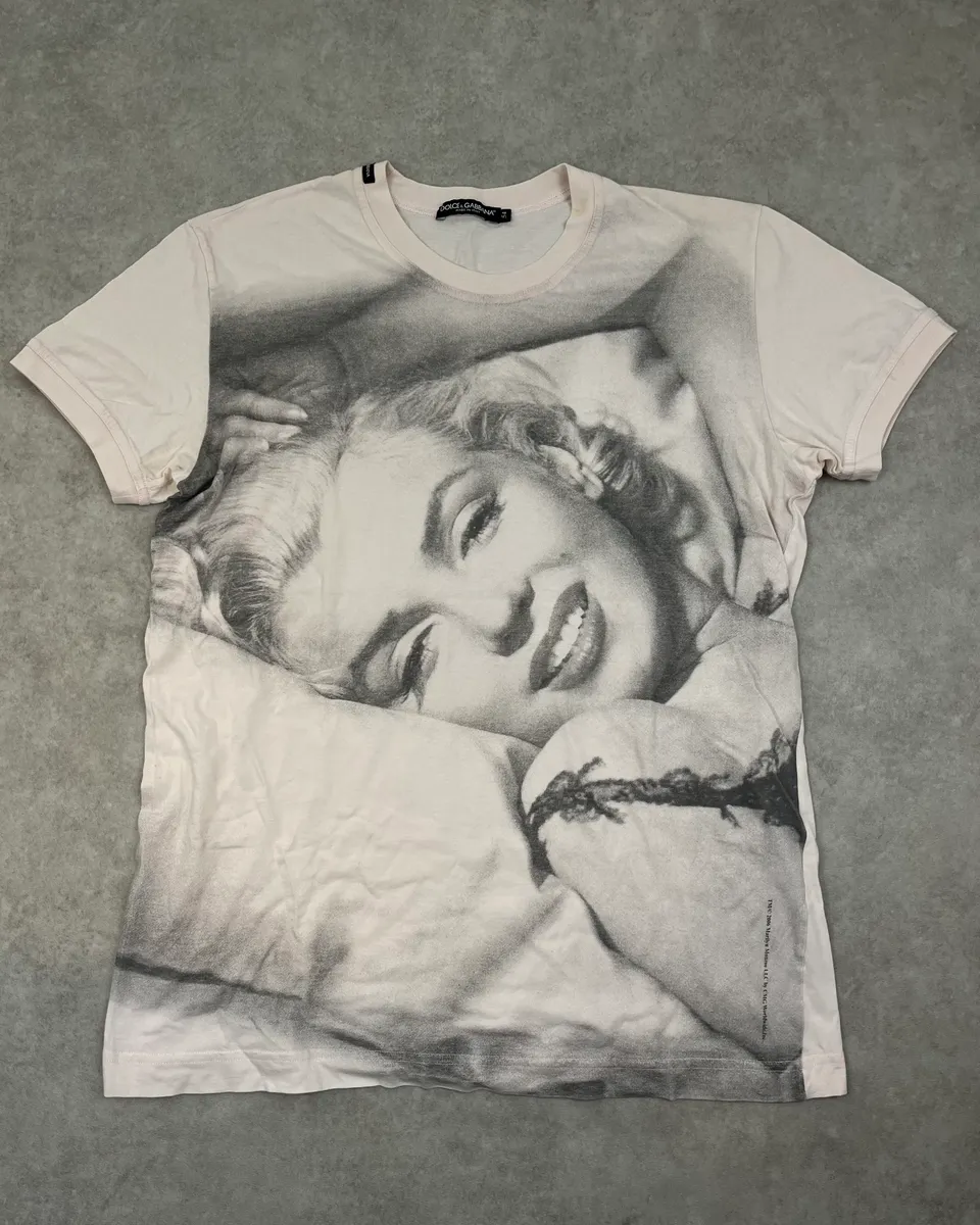 2000s Dolce & Gabbana White Iconic Marilyn Monroe Portrait T-Shirt