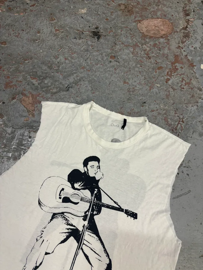 2000s Dolce & Gabbana White Tank Top Musician Graphic Print - Image 5