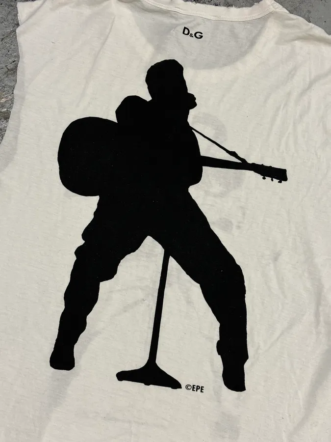 2000s Dolce & Gabbana White Tank Top Musician Graphic Print - Image 8