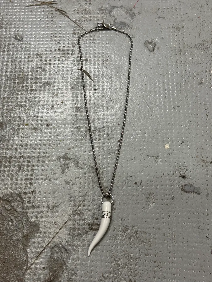 2000s Dolce & Gabbana White Tooth Ball Chain Necklace