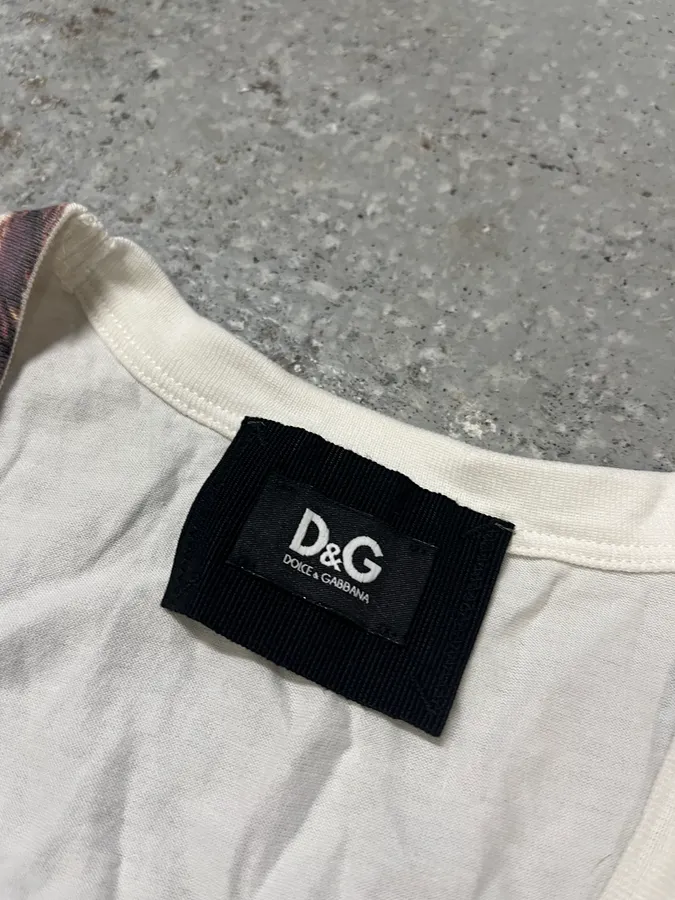 2000s Dolce & Gabbana White Trompe L’oeil Necklace Tank Top - Image 5