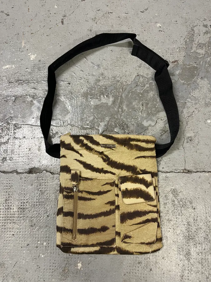 2000s Dolce & Gabbana Wild Zebra Cargo Shoulder Bag