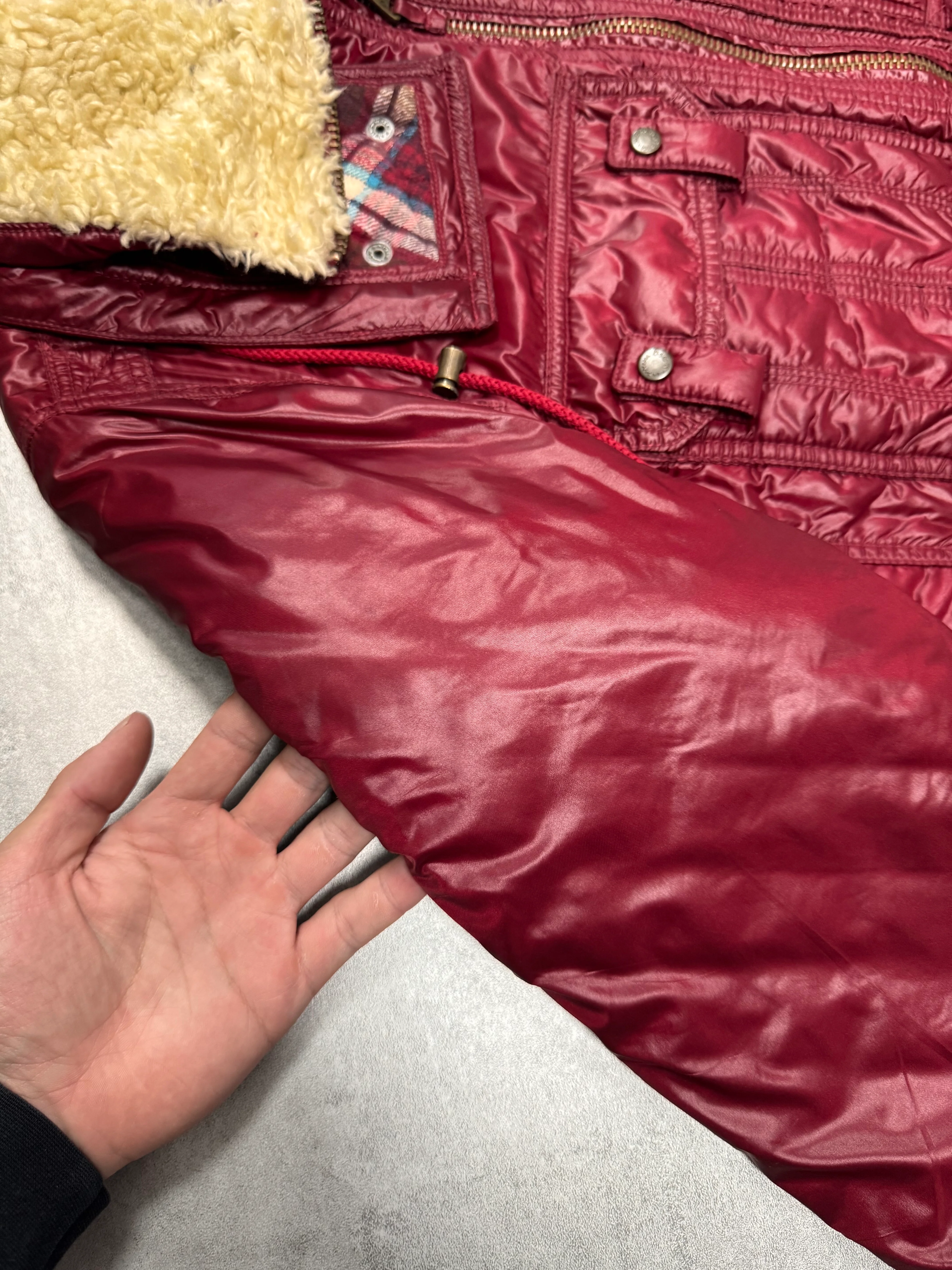 2000s Dolce & Gabbana Wine Burgundy Utility Cargo Puffer Jacket - Image 4