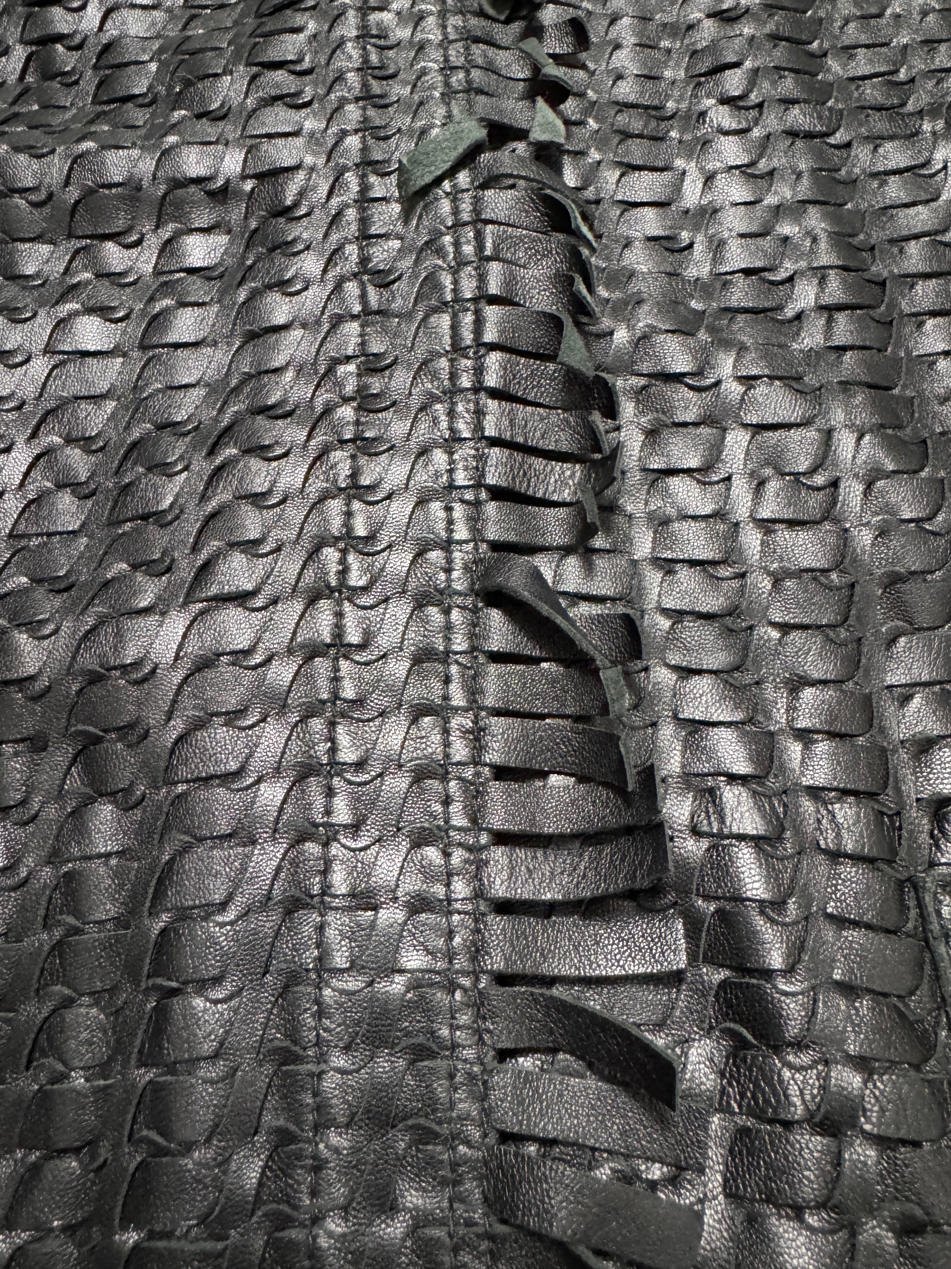 2000s Dolce & Gabbana Woven Black Leather Jacket - Image 5