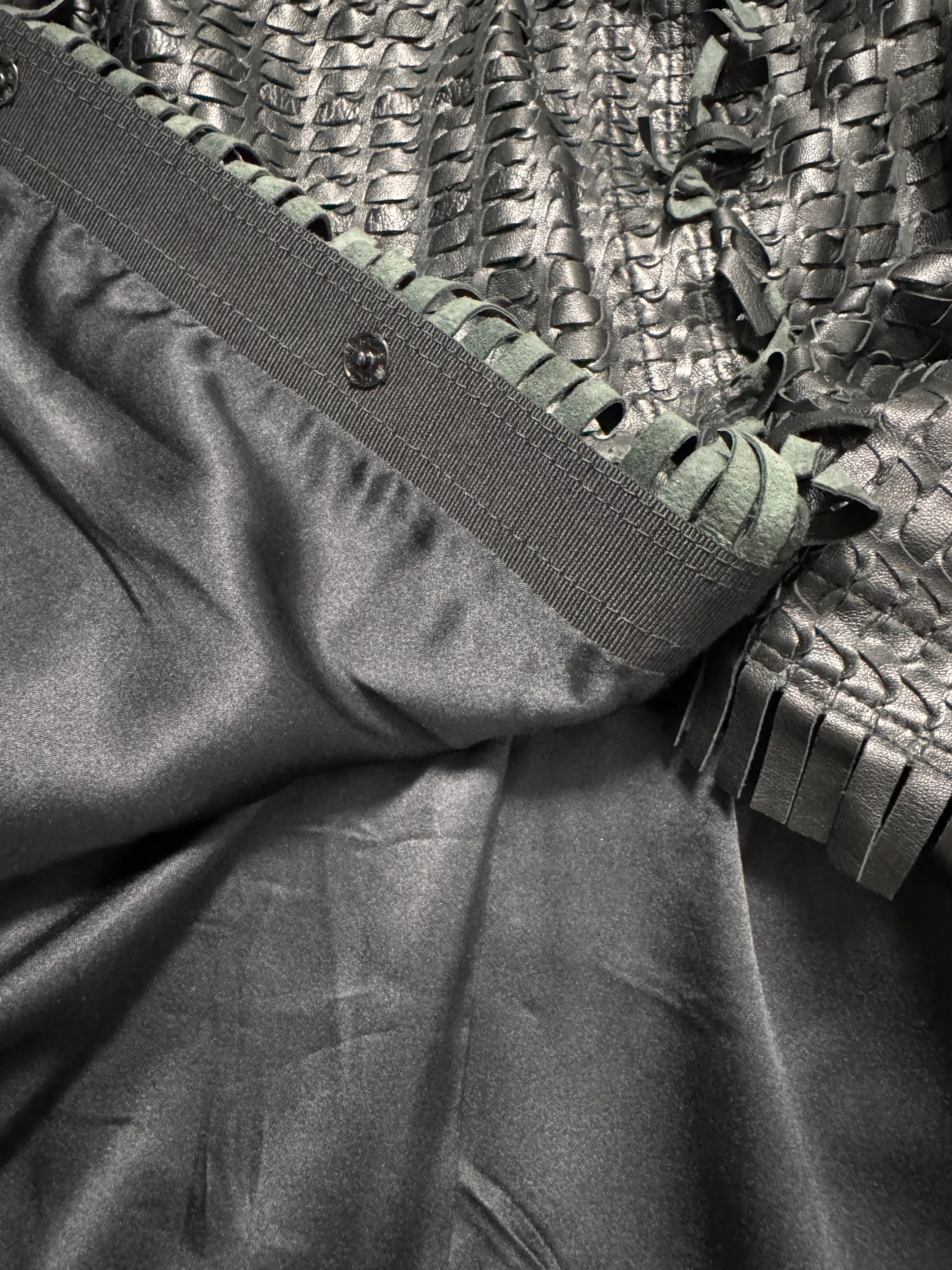 2000s Dolce & Gabbana Woven Black Leather Jacket - Image 8