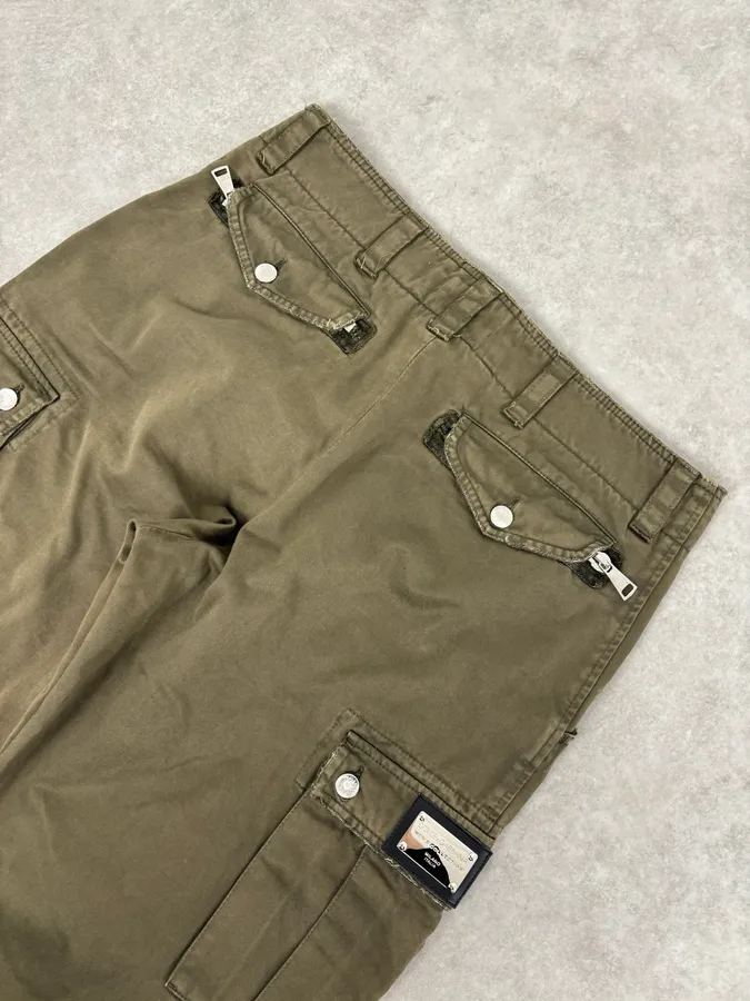 2000s Dolce & Gabbana Zip Ankles Olive Cotton Cargo Pants - Image 7