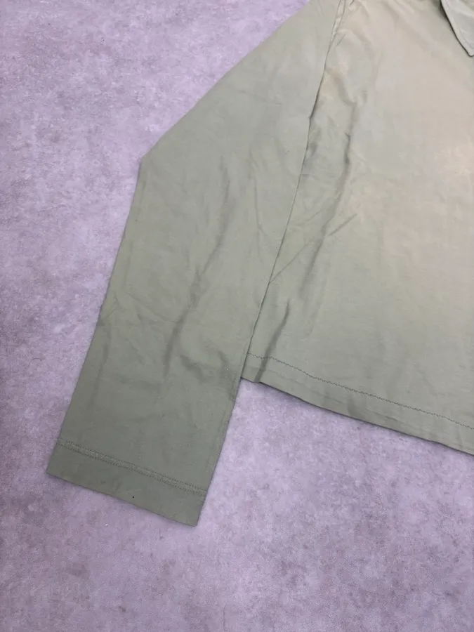 2000s Dries Van Noten Green Faded Cropped Polo Longsleeves - Image 7