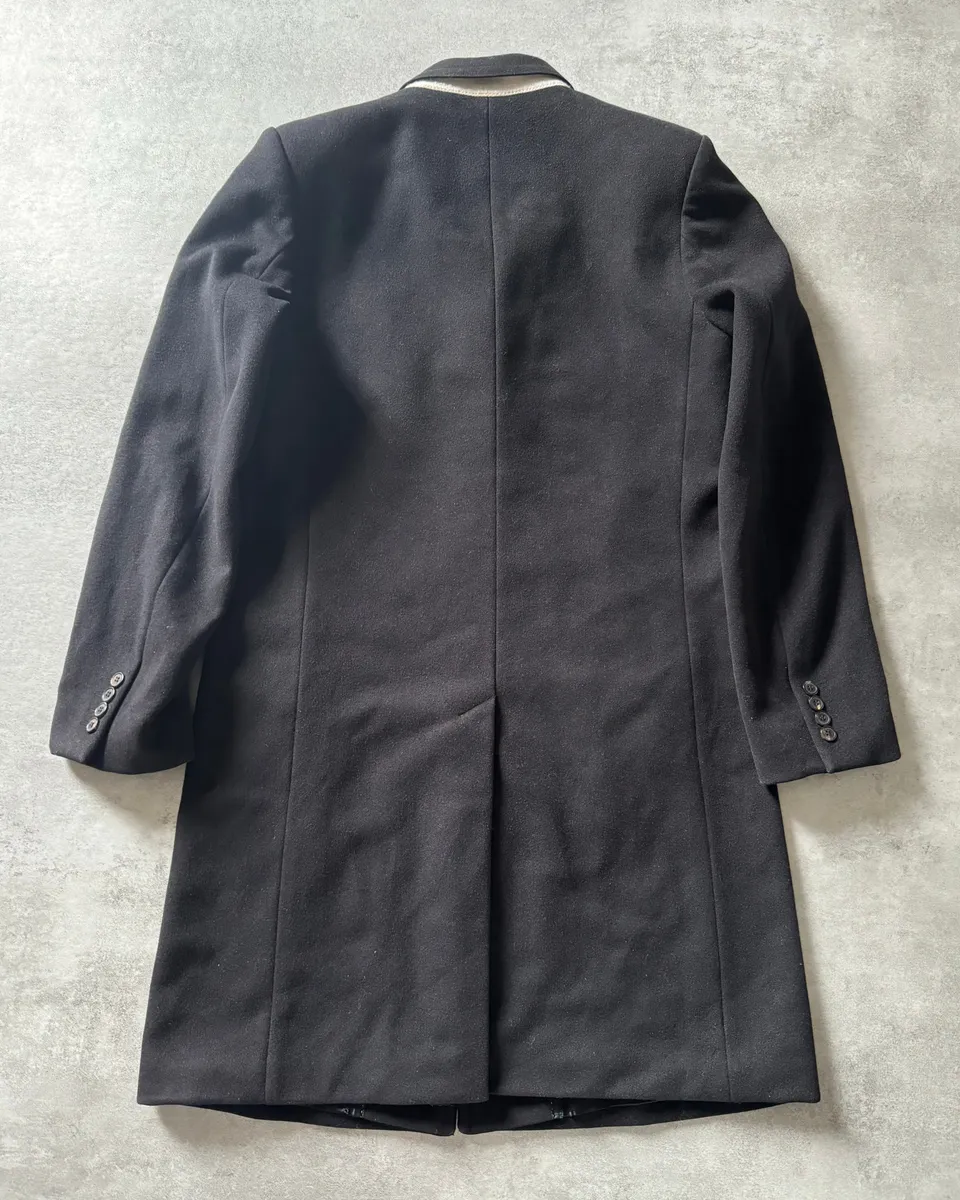 2000s Dries Van Noten Minimalist Navy Wool Long Jacket - Image 3