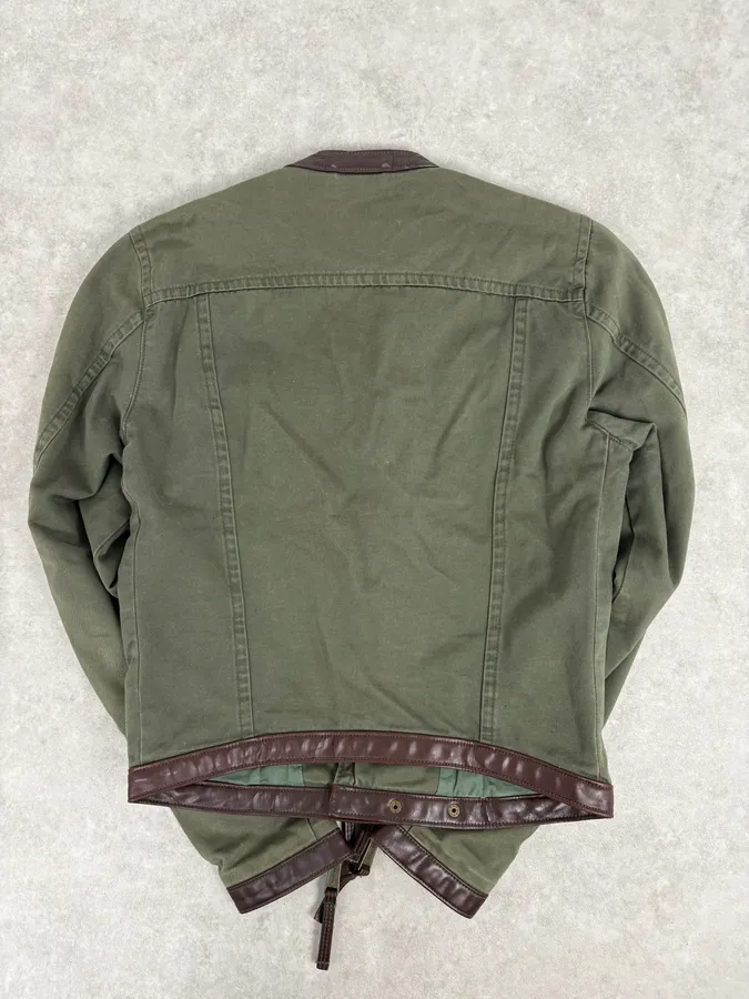 2000s Dsquared2 Asymmetrical Khaki Green Biker Jacket - Image 4