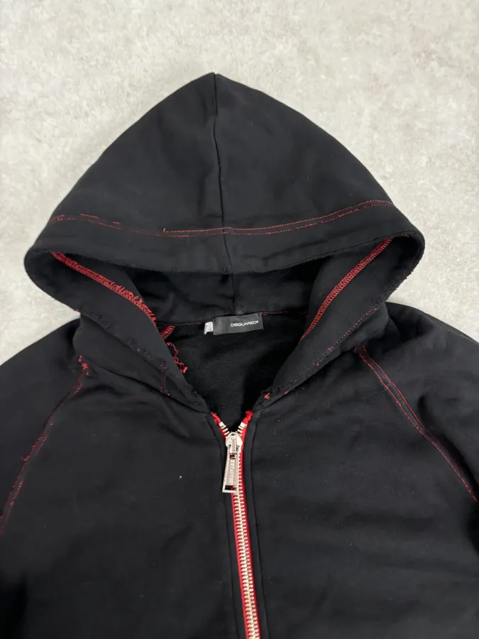 2000s Dsquared2 Black Distressed Zip-up Hoodie - Image 4