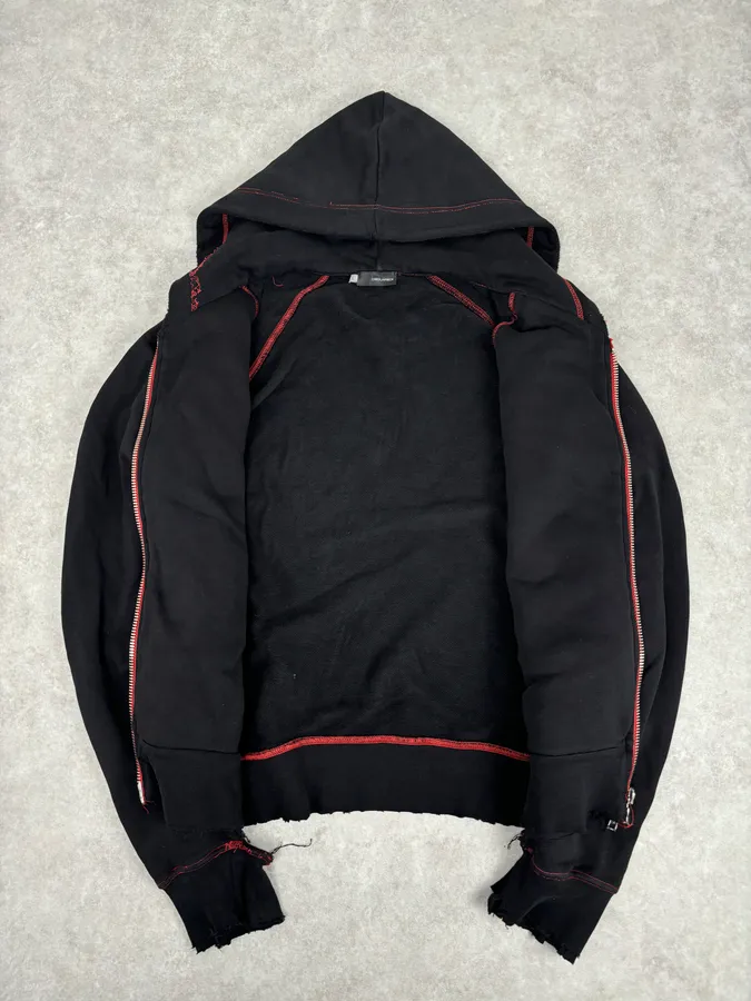 2000s Dsquared2 Black Distressed Zip-up Hoodie - Image 7
