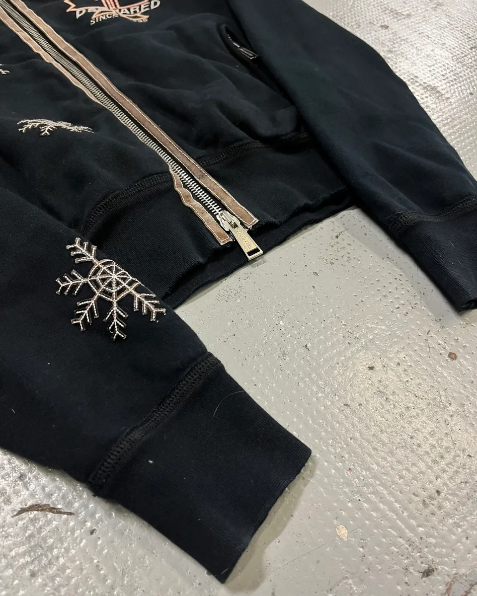 2000s Dsquared2 Black Flakes Patches Zip-up Sweater - Image 6