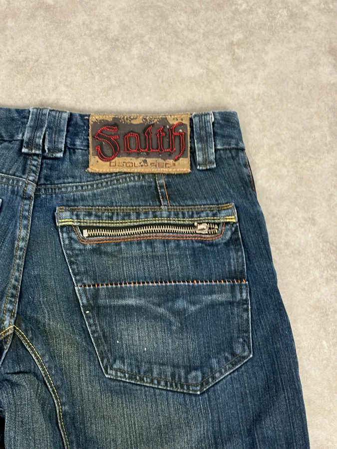 2000s Dsquared2 Blue Faded Wide Denim Jeans - Image 11