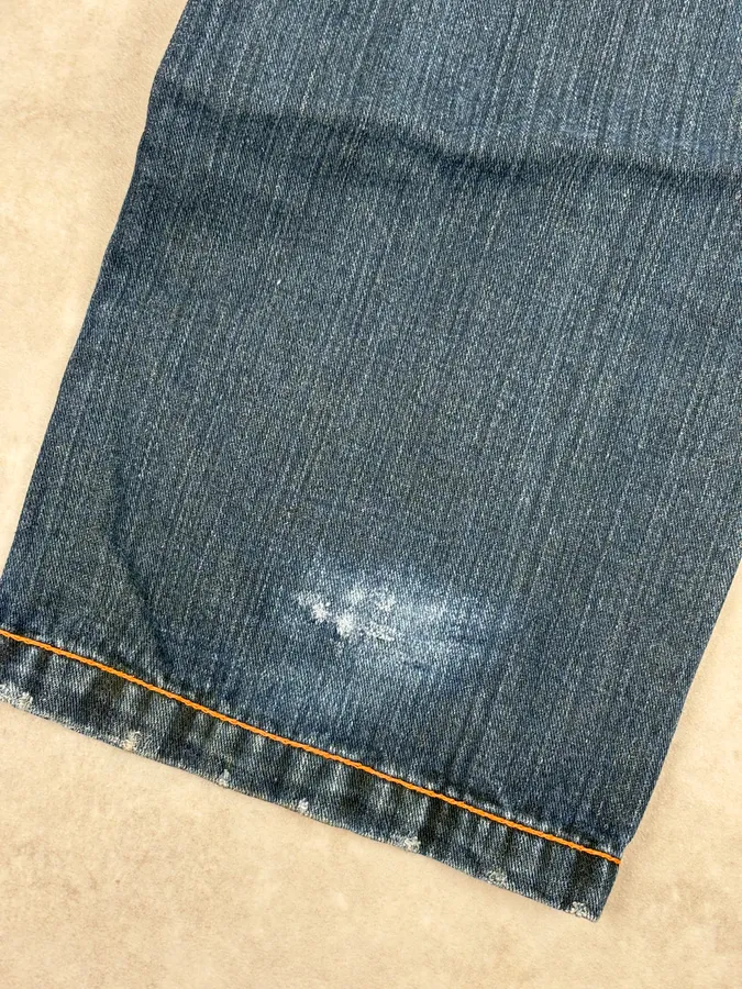 2000s Dsquared2 Blue Faded Wide Denim Jeans - Image 12