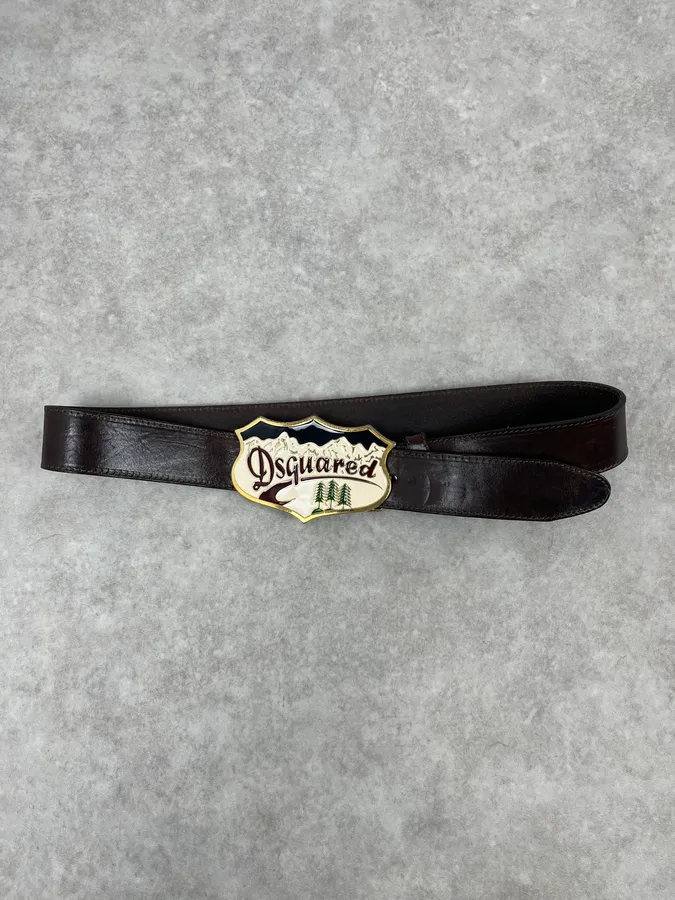 2000s Dsquared2 Brown Canadian Leather Belt - Image 3