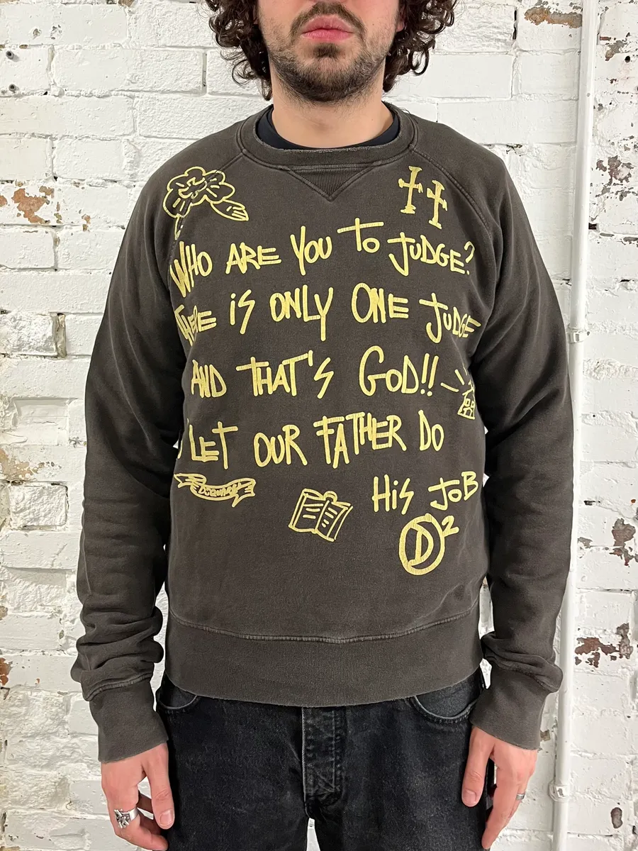 2000s Dsquared2 Brown God Crewneck Sweater - Image 2