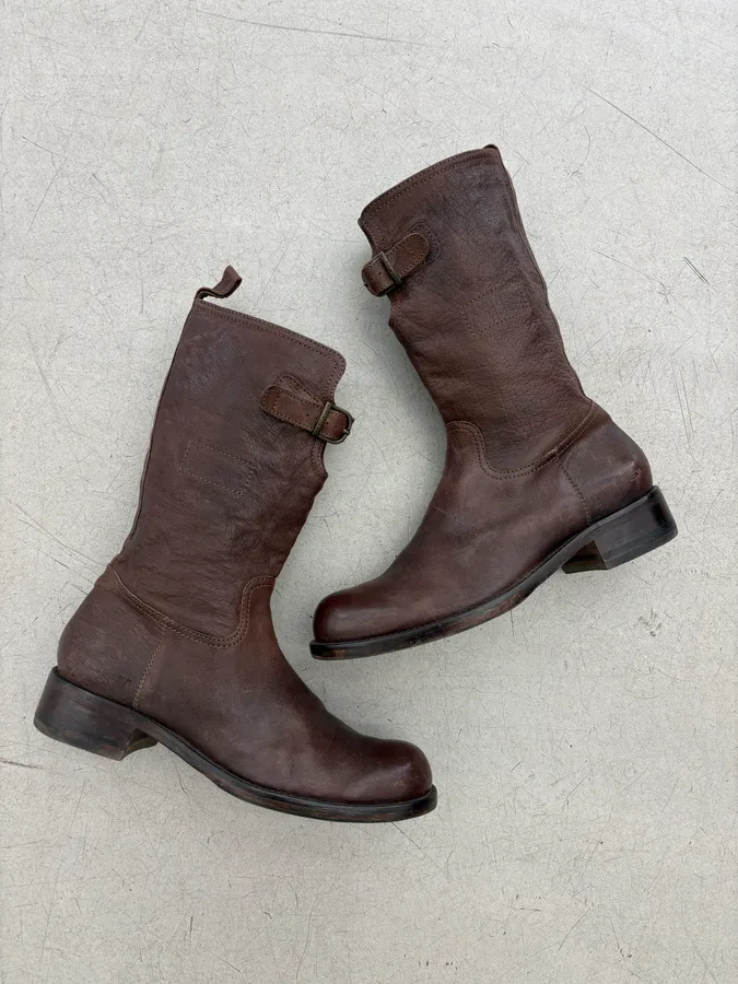 2000s Dsquared2 Brown Leather Ankle Boots