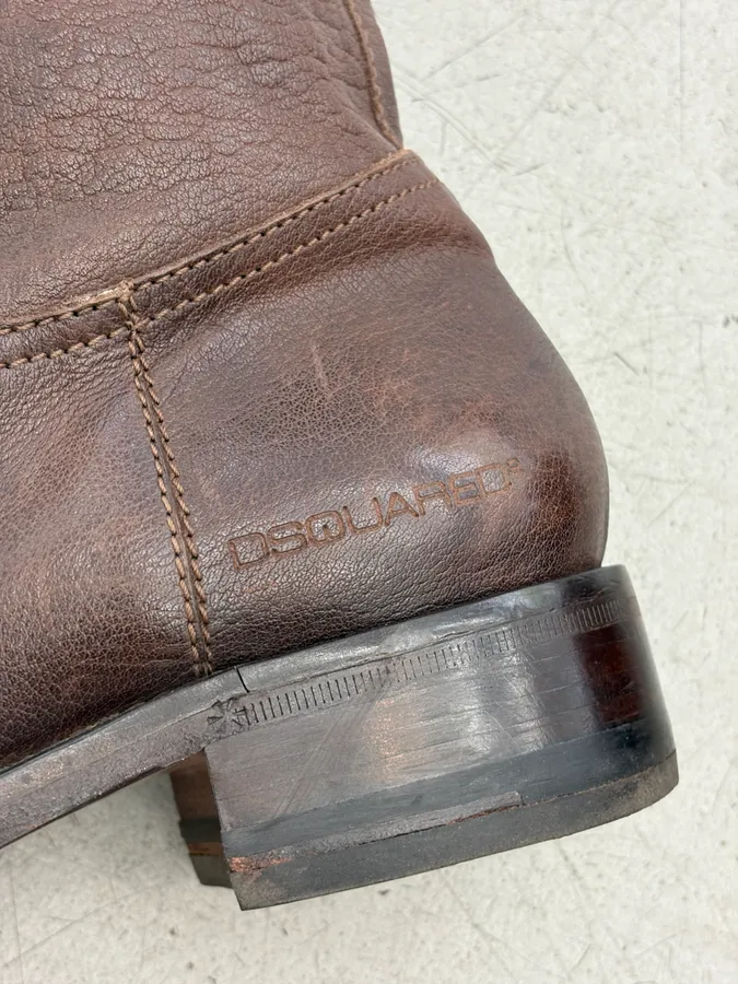 2000s Dsquared2 Brown Leather Ankle Boots - Image 3