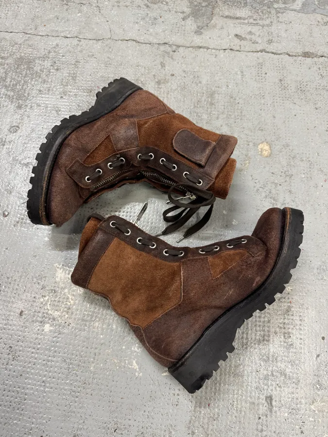 2000s Dsquared2 Brown Leather Front Zip Boots - Image 2