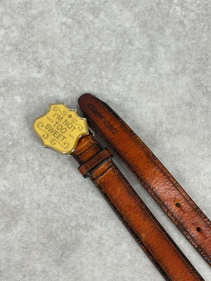 2000s Dsquared2 Brown Leather I’m not Too Sweet Belt - Image 3