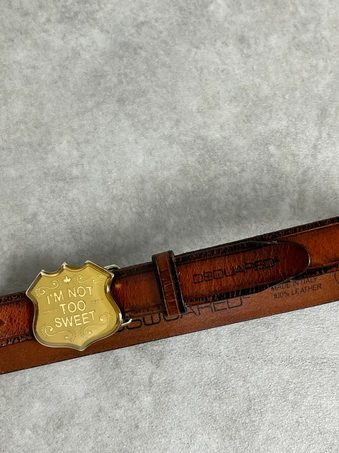 2000s Dsquared2 Brown Leather I’m not Too Sweet Belt - Image 5