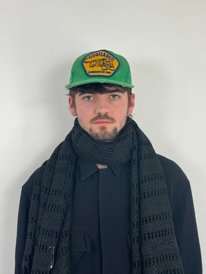 2000s Dsquared2 Green & Yellow Relaxed Cap - Image 2