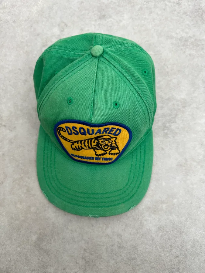 2000s Dsquared2 Green & Yellow Relaxed Cap - Image 4